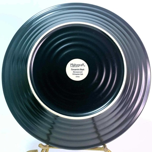 Pfaltzgraff Concentric Black 11" Earthenware Dinner Plate Brown Wood Tone Rings - Picture 2 of 10